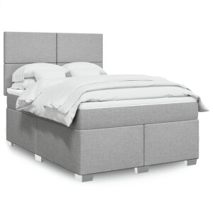 vidaXL Boxspring met matras stof lichtgrijs 160x200 cm