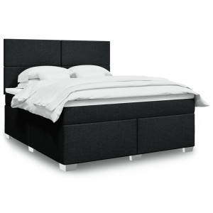 vidaXL Boxspring met matras stof zwart 180x200 cm