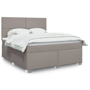 vidaXL Boxspring met matras stof taupe 180x200 cm