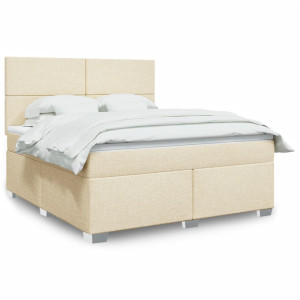 vidaXL Boxspring met matras stof crèmekleurig 180x200 cm