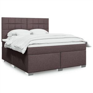 vidaXL Boxspring met matras stof donkerbruin 180x200 cm