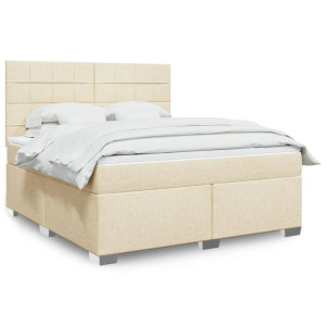 vidaXL Boxspring met matras stof crèmekleurig 180x200 cm