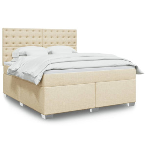 vidaXL Boxspring met matras stof crèmekleurig 180x200 cm