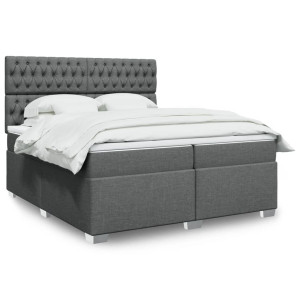 vidaXL Boxspring met matras stof donkergrijs 200x200 cm
