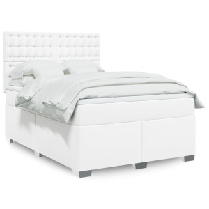 vidaXL Boxspring met matras kunstleer wit 160x200 cm