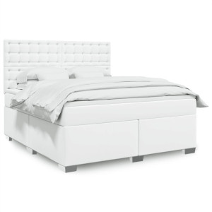 vidaXL Boxspring met matras kunstleer wit 180x200 cm