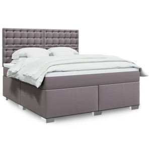 vidaXL Boxspring met matras kunstleer grijs 180x200 cm