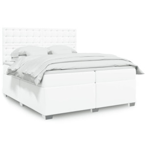 vidaXL Boxspring met matras kunstleer wit 200x200 cm