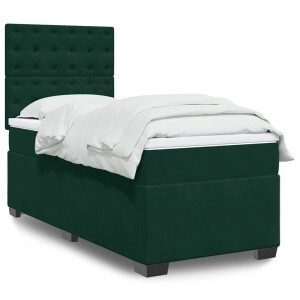 vidaXL Boxspring met matras fluweel donkergroen 80x200 cm