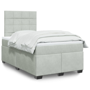 vidaXL Boxspring met matras fluweel lichtgrijs 120x190 cm