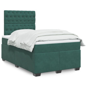 vidaXL Boxspring met matras fluweel donkergroen 120x190 cm