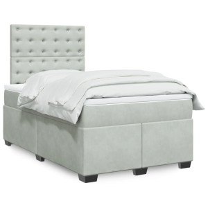 vidaXL Boxspring met matras fluweel lichtgrijs 120x190 cm