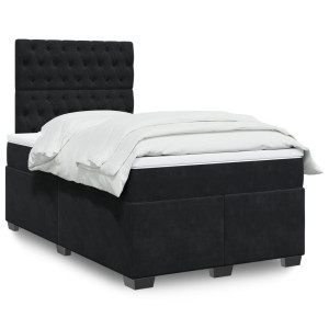 vidaXL Boxspring met matras fluweel zwart 120x200 cm