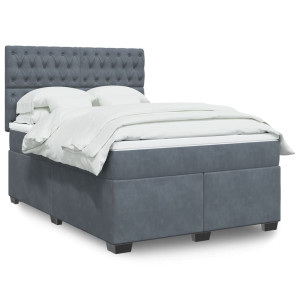 vidaXL Boxspring met matras fluweel donkergrijs 140x200 cm