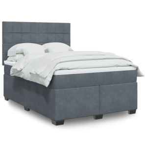 vidaXL Boxspring met matras fluweel donkergrijs 160x200 cm