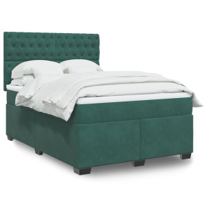 vidaXL Boxspring met matras fluweel donkergroen 160x200 cm
