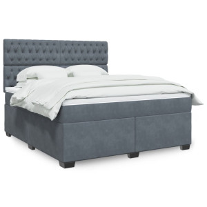 vidaXL Boxspring met matras fluweel donkergrijs 180x200 cm