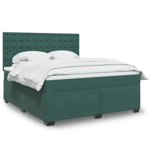 vidaXL Boxspring met matras fluweel donkergroen 180x200 cm