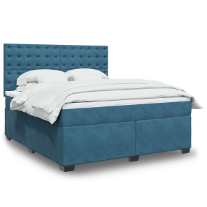 vidaXL Boxspring met matras fluweel blauw 180x200 cm