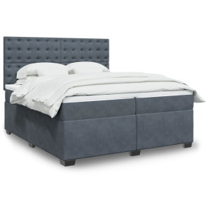 vidaXL Boxspring met matras fluweel donkergrijs 200x200 cm