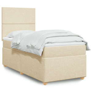 vidaXL Boxspring met matras stof crèmekleurig 90x190 cm