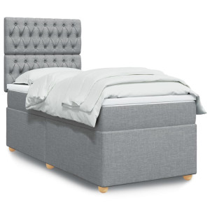 vidaXL Boxspring met matras stof lichtgrijs 90x190 cm