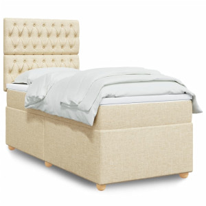 vidaXL Boxspring met matras stof crèmekleurig 90x190 cm