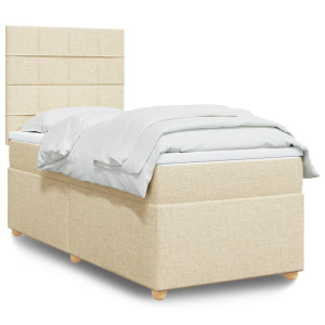 vidaXL Boxspring met matras stof crèmekleurig 90x200 cm