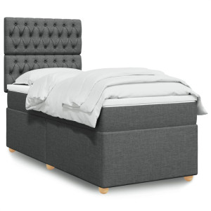 vidaXL Boxspring met matras stof donkergrijs 100x200 cm