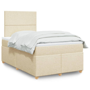 vidaXL Boxspring met matras stof crèmekleurig 120x190 cm