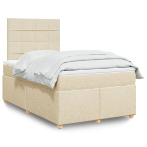 vidaXL Boxspring met matras stof crèmekleurig 120x190 cm