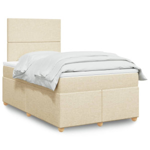 vidaXL Boxspring met matras stof crèmekleurig 120x200 cm