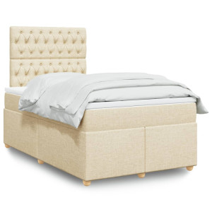 vidaXL Boxspring met matras stof crèmekleurig 120x200 cm