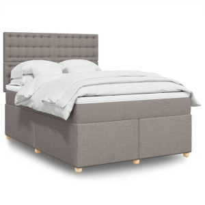 vidaXL Boxspring met matras stof taupe 140x190 cm