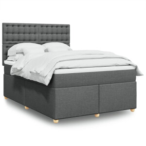 vidaXL Boxspring met matras stof donkergrijs 140x200 cm