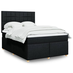 vidaXL Boxspring met matras stof zwart 160x200 cm
