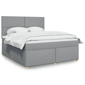 vidaXL Boxspring met matras stof lichtgrijs 180x200 cm