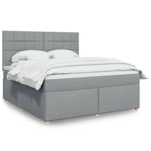 vidaXL Boxspring met matras stof lichtgrijs 180x200 cm