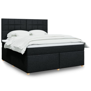 vidaXL Boxspring met matras stof zwart 180x200 cm