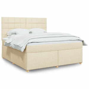 vidaXL Boxspring met matras stof crèmekleurig 180x200 cm
