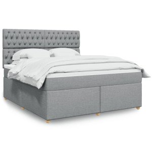 vidaXL Boxspring met matras stof lichtgrijs 180x200 cm
