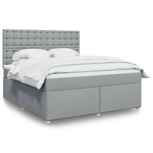 vidaXL Boxspring met matras stof lichtgrijs 180x200 cm