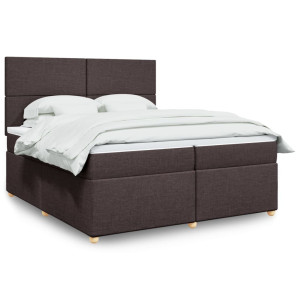vidaXL Boxspring met matras stof donkerbruin 200x200 cm