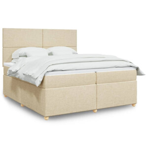 vidaXL Boxspring met matras stof crèmekleurig 200x200 cm