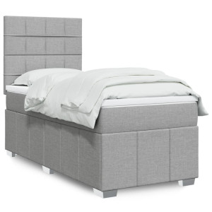 vidaXL Boxspring met matras stof lichtgrijs 80x200 cm