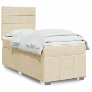 vidaXL Boxspring met matras stof crèmekleurig 80x200 cm