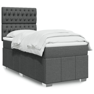 vidaXL Boxspring met matras stof donkergrijs 80x200 cm