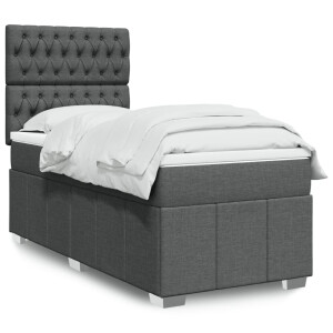 vidaXL Boxspring met matras stof donkergrijs 80x200 cm