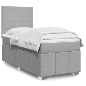 vidaXL Boxspring met matras stof lichtgrijs 90x190 cm