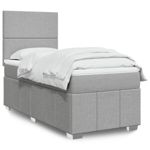 vidaXL Boxspring met matras stof lichtgrijs 90x190 cm